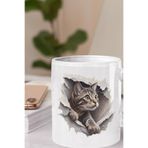 giftkonsept Sevimli Kedi Baskılı, Kedi Sever, Hayvansever Seramik Beyaz Hediyelik Kupa Bardak, QBM1877