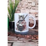 giftkonsept Sevimli Samuray Kedi Baskılı Japon Anime Manga Savaşçı Hediye Baskılı Kupa Bardak, QBM5311