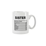 giftkonsept Sister Nutrition Facts Kız Kardeş Abla Hediye Baskılı Kupa Bardak, QBM1208