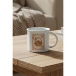 giftkonsept Sonbahar Temalı Elma Sepeti Baskılı Enamel Görünümlü Seramik Vintage Kupa Bardak, QBV8161