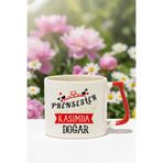 giftkonsept Taçlı Prensesler Kasımda Doğar Baskılı Doğum Günü Hediyelik Kırmızı D Kulplu Kupa Bardak, QBLK8268