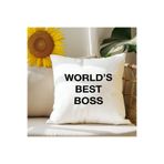 giftkonsept World Best Boss Baskılı Elyaf Dolgulu Hediyelik Yastık 28x28 cm, QBY1023