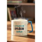 giftkonsept Yazılı Efsaneler Eylülde Doğar Baskılı Doğum Günü Hediyelik Mavi Kulplu Kupa Bardak, QBLK8266