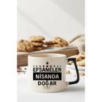 giftkonsept Yıldızlı Efsaneler Nisanda Doğar Baskılı Doğum Günü Hediyelik Siyah Kulplu Kupa Bardak, QBLK8260