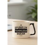 giftkonsept Yıldızlı Efsaneler Temmuzda Doğar Baskılı Doğum Günü Hediyelik Siyah/Kırmızı Kulplu Kupa Bardak, QBLK8260