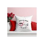giftkonsept You Are The Sugar To My Tea Baskılı Eş Sevgili Romantik Hediyelik Elyaf Saten Dekoratif Yastık, QBY1409