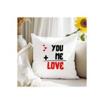 giftkonsept You + Me = Love Baskılı Eş Sevgili Romantik Hediyelik Elyaf Saten Dekoratif Yastık, QBY1383