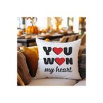 giftkonsept You Won My Heart Baskılı Eş Sevgili Romantik Hediyelik Elyaf Saten Dekoratif Yastık, QBY1377