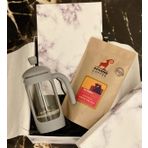 giftmoda Beyaz Mermer French Press & Filitre Kahve Sevgiliye Hediye Seti
