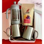 Giftmoda Çift Gümüş Kupa French Press & Filitre Kahve Sevgiliye Hediye Seti