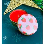 giftmoda Çilek Tasarımlı Kokulu Teneke Mum (Beyaz)