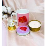 giftmoda Kadın Gücü Tasarımlı kupa Mum Ve Altınyaldızlı Kar Küresi Hediye Seti