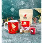 Giftmoda Kırmızı Yeni Yıl Tasarımlı Kupa Filtre Kahve Dilek Şişesi ve Kokulu Mum Yılbaşı Seti - Renkli