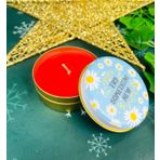 giftmoda Mavi Papatya Tasarımlı Kokulu Teneke Mum (Beyaz)