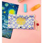 giftmoda Mor Papatya Tasarımlı Bez Kalemlik Cüzdan