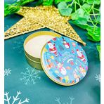 giftmoda Mutlu Noeller Tasarımlı Kokulu Teneke Mum (Beyaz)