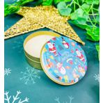giftmoda Mutlu Noeller Tasarımlı Kokulu Teneke Mum (Kırmızı)
