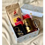 giftmoda Özel Kutulu Gold Epoksi Anahtarlık Kupa Ve Filtre Kahve Hediye Seti