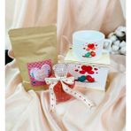 Giftmoda Sevgili Kuşlar Tasarımlı Kutulu Kupa ve Japon Kiraz Çiçeği Kolonya Set - Renkli