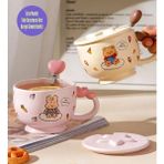 Giftmoda Sevimli Hayvan Figürlü Kapaklı Kupa - 1 Adet - 350 ml