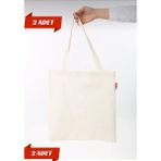 GİFTORA 2 Adet Punch İşlemelik Bez Çanta 35x40 2 Adet Natural Keten-Pamuk Alışveriş Çantası