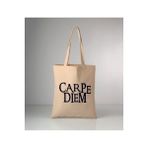 GİFTORA Carpe Diem baskılı ham bez omuz çantası
