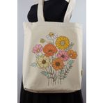 GİFTORA Çiçek Baskılı Tote Bag Cotton Kanvas Kumaş Körüklü Omuz Çantası