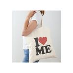 GİFTORA I Love Me Baskılı Ham Bez Omuz Çantası