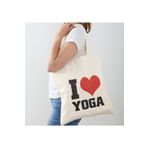 GİFTORA I Love Yoga Baskılı Ham Bez Omuz Çantası
