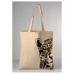 GİFTORA Leopar desenli baskılı ham bez 35X40 ekru omuz çantası