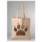 GİFTORA Leopar pençesi desenli baskılı ham bez 35X40 ekru omuz çantası
