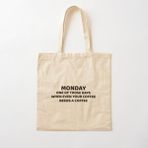 GİFTORA Monday Tasarımlı Ham Bez Omuz Çantası