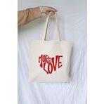 GİFTORA More Love Baskılı Ham Bez Omuz Çantası