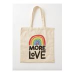 GİFTORA More Love - Rainbow Tasarımlı Ham Bez Omuz Çantası