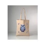 GİFTORA Özel Seri Delft blue Baykuş baskılı ham bez omuz çantası