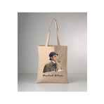 GİFTORA Sherlock Holmes baskılı ham bez omuz çantası 35x40 cm