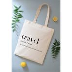 GİFTORA Travel Baskılı Ham Bez Omuz Çantası