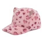 Gifts Treat Kız Çocuk Beyzbol Şapkası Çocuk Kışlık Şapka Tek Boynuzlu At Suni Kürk Pelüş Şapka Çocuklar için, pembe leopar, 1-2 Years