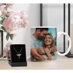 Giftstime Kişiye Özel Fotoğraflı Beyaz Kupa ve Melek Kolye