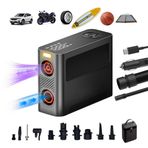 GIGA POMPA VISTA All-in-one Şişirme Fırçasız Motorlu LED ve 5 Nozullu Araba Lastikleri için 2X Daha Hızlı Hava Kompresörü, Araba, Motosiklet, Top Pompası için 150 PSI Elektrikli Hava Pompası