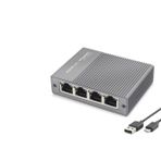 Gigabit Ethernet HUB Switch (5 Port, Type C, Güç Girişli, Gri - HDX1414)