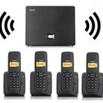 Gigaset 4 Dahili DECT Kablosuz Telefon Santrali Siyah – 1 Hat 4 Ahizeli Telsiz Telefon Sistemi Ofis Tipi Hazır Set
