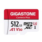 Gigastone Camera Plus 512 GB Microsdxc Hafıza Kartı + Sd Adaptörü, Aksiyon Kamerası Drone ve Tablet Için, 100 Mb/s'ye Kadar Okuma Hızı, Full Hd Video Kaydı, A1 U3 Sınıf 10 Mikro Sd Kart Uhs-I