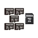 Gigastone Gıgastone 128GB Microsdxc Hafıza Kartı Paketi 5'li + Aksiyon Kamerası, Gopro, Drone ve Tablet Için Sd Adaptörü, 85 Mb/s'ye Kadar, Full Hd Video Kayıt, Mikro Sd Kart Uhs-I Sınıf 10 U1