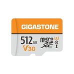 Gigastone Gıgastone 512 GB Microsdxc Hafıza Kartı + Sd Adaptörü, 100 Mb/s'ye Kadar, Kamera, Pc, Dizüstü Bilgisayar ve Tablet Için, 4K UHD Video Kaydı, Uhs-I V30 Class 10 U3