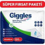 Giggles Bebek Bakım Örtüsü 60X60 Alt Açma Bezi 12 Paket (120 Adet) - Standart - Beyaz