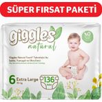 Giggles Natural 6 Numara Junior Plus Pamuklu Bebek Bezi 136 Adet