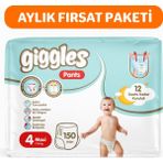 Giggles Pants 4 Numara Maxi Bebek Bezi 150 Adet 7 - 18 kg Külot Tipi Rahat Kullanım - 4 Beden (7 - 18 kg)