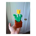 GiginGo Minecraft Piksel Vazo ve Çiçek Figürü - Minecraft Piksel Çiçek - Büyük Boy 15 CM