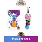 Gigwi Ball Sert Top 5 cm Şeffaf Turuncu & Catnipli Tırtıl Kedi Oyuncağı - 2'li Evcil Hayvan Oyuncak Seti